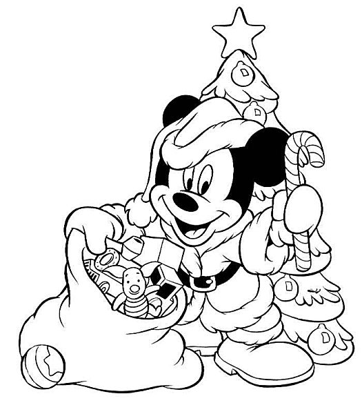 Coloriage Mickey pere noel